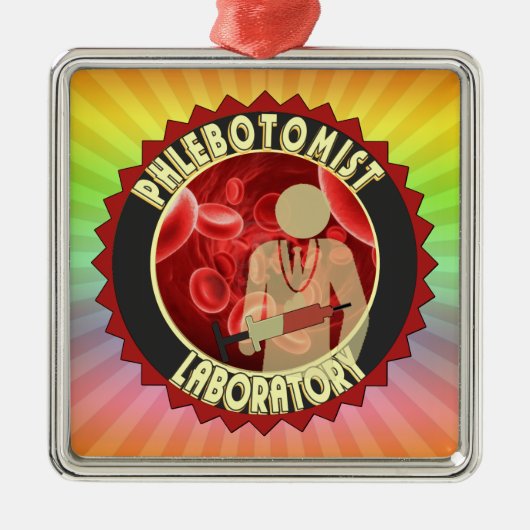 PHLEBOTOMIST BLOED LOGO METALEN ORNAMENT (Voorkant)