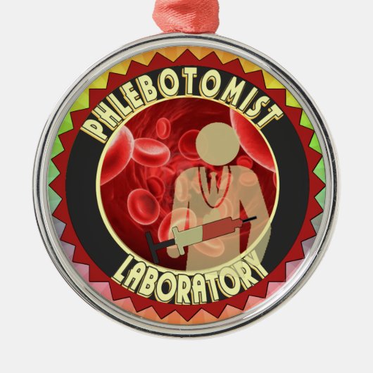 PHLEBOTOMIST BLOED LOGO METALEN ORNAMENT (Voorkant)
