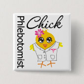 Phlebotomist Chick Vierkante Button 5,1 Cm (Voorkant)