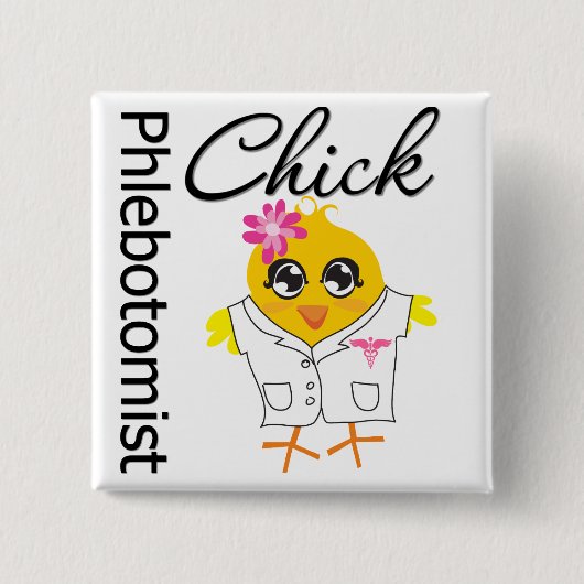 Phlebotomist Chick Vierkante Button 5,1 Cm (Voorkant)