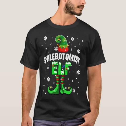 Phlebotomist Elf Christmas Elf Costume Matching Fa T-shirt (Voorkant)