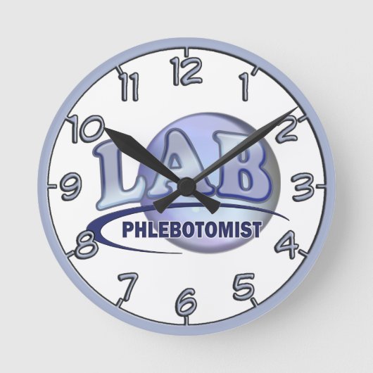 PHLEBOTOMIST Fun Blue LOGO Ronde Klok (Voorkant)