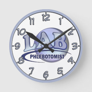 PHLEBOTOMIST Fun Blue LOGO Ronde Klok