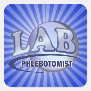 PHLEBOTOMIST Fun Blue LOGO Vierkante Sticker