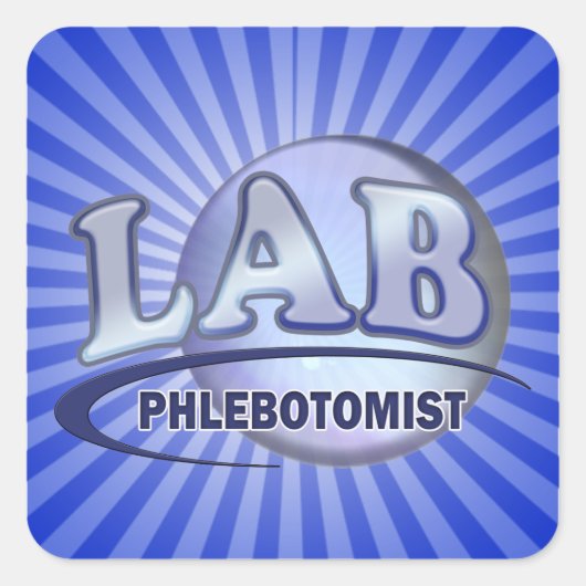 PHLEBOTOMIST Fun Blue LOGO Vierkante Sticker (Voorkant)