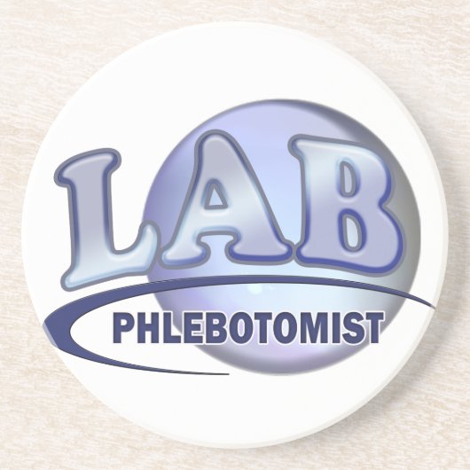 PHLEBOTOMIST Fun Blue LOGO Zandsteen Onderzetter (Voorkant)