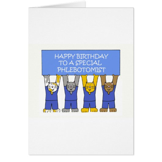 Phlebotomist Happy Birthday Cartoon Katten (Voorkant)