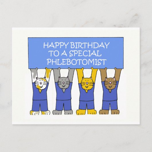 Phlebotomist Happy Birthday Cartoon Katten Briefkaart (Voorkant)