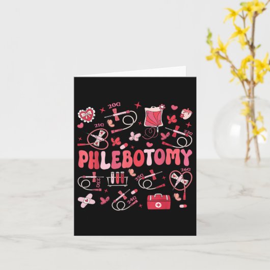 Phlebotomist Hart Flebotomie Nurse Tech Gift Vale Kaart (Gele Bloem)
