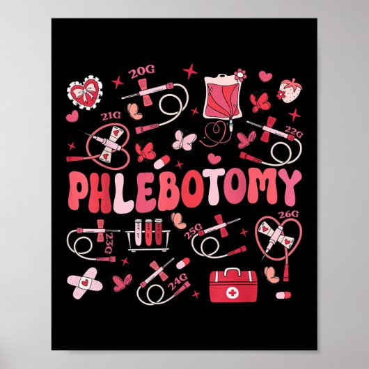 Phlebotomist Hart Flebotomie Nurse Tech Gift Vale Poster (Voorkant)