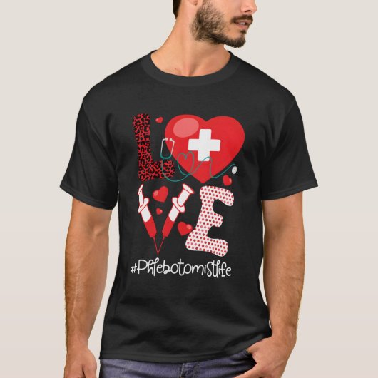 Phlebotomist het Levenstethoscoop HE Medische Phle T-shirt (Voorkant)