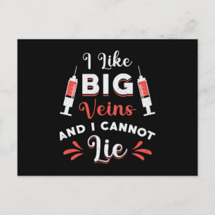 Phlebotomist Ik hou van Big Veins Nurse Phlebotomi Briefkaart