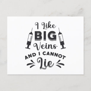 Phlebotomist Ik hou van Big Veins Phlebotomy Gift Briefkaart