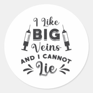 Phlebotomist Ik hou van Big Veins Phlebotomy Gift Ronde Sticker