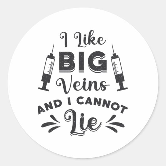 Phlebotomist Ik hou van Big Veins Phlebotomy Gift Ronde Sticker (Voorkant)