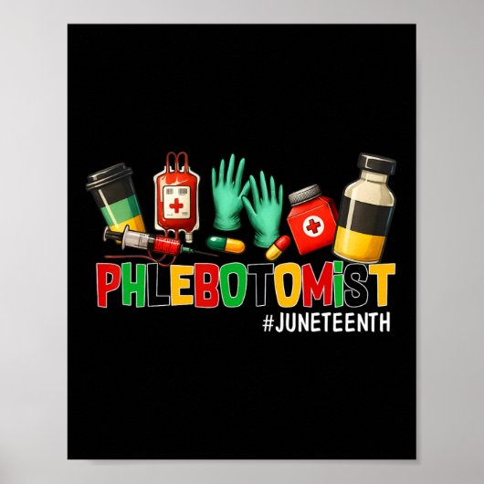 Phlebotomist Juneteenth Freedom 1865 Zwarte Geschi Poster (Voorkant)