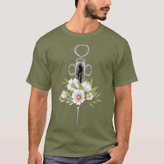 Phlebotomist Life Injectie Flebotomie Flowers T-shirt (Voorkant)