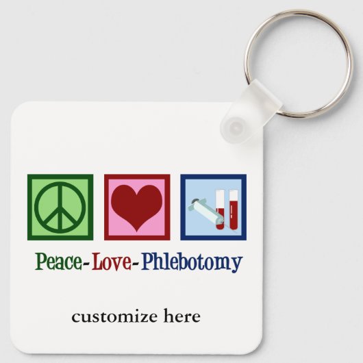 Phlebotomist Peace Love Phlebotomtomie Custom Sleutelhanger (Achterkant)