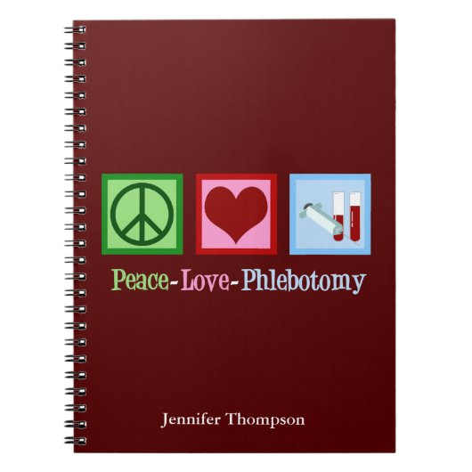 Phlebotomist Peace Love Phlebotomtomtomie Kantoor Notitieboek (Voorkant)