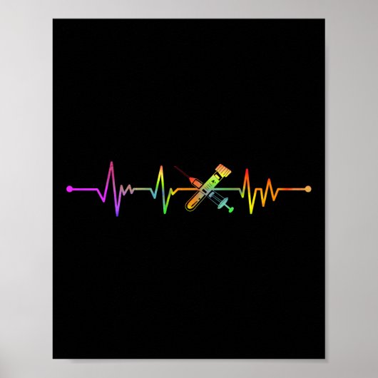 Phlebotomist Phlebotomie Phlebotomist Heartbeat Poster (Voorkant)