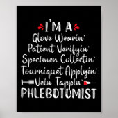 Phlebotomist Phlebotomie Technicien Funny Nurse Cl Poster (Voorkant)