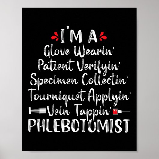 Phlebotomist Phlebotomie Technicien Funny Nurse Cl Poster (Voorkant)