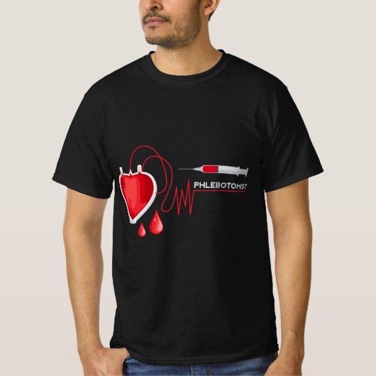 Phlebotomist Phlebotomy Syringe Veins Heart Pulse  T-shirt (Voorkant)