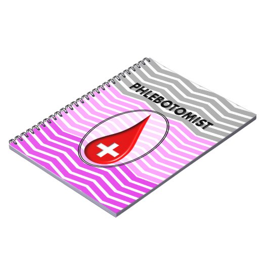 Phlebotomist Pink Chevron Bloed Drop Notitieboek (Linkerzijde)