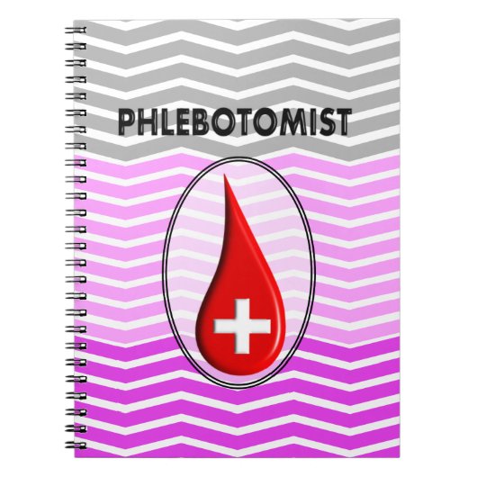 Phlebotomist Pink Chevron Bloed Drop Notitieboek (Voorkant)