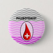 Phlebotomist Pink Chevron Bloed Drop Ronde Button 5,7 Cm (Voorkant)