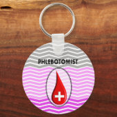 Phlebotomist Pink Chevron Bloed Drop Sleutelhanger (Voorkant)