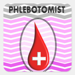 Phlebotomist Pink Chevron Bloed Drop Vierkante Sticker