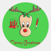 Phlebotomist Reindeer kerstcadeautjes Ronde Sticker (Voorkant)
