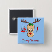 Phlebotomist Reindeer kerstcadeautjes Vierkante Button 5,1 Cm (Voorkant /achterkant)