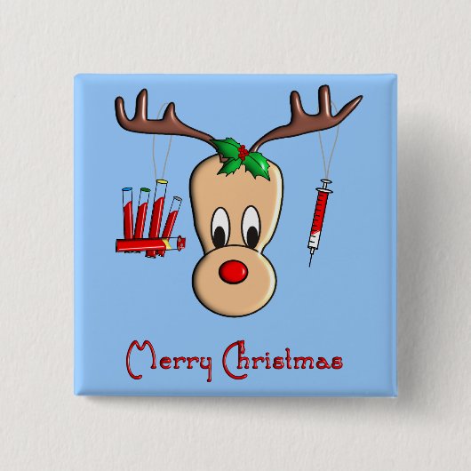 Phlebotomist Reindeer kerstcadeautjes Vierkante Button 5,1 Cm (Voorkant)