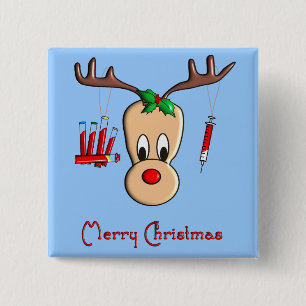 Phlebotomist Reindeer kerstcadeautjes Vierkante Button 5,1 Cm