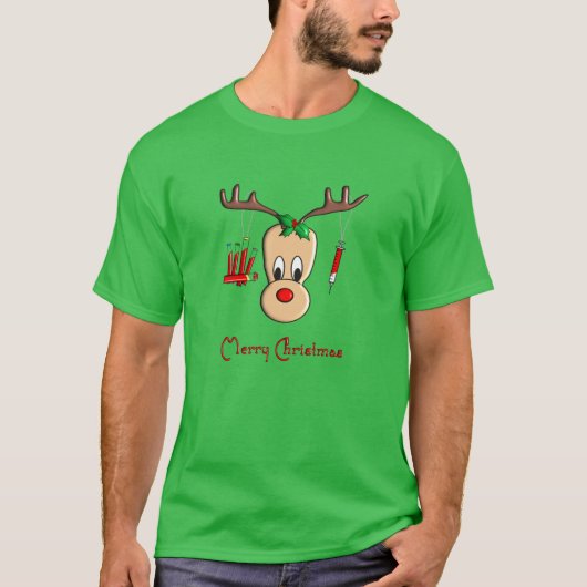 Phlebotomist Reindeer Kerstmis T-Shirt (Voorkant)