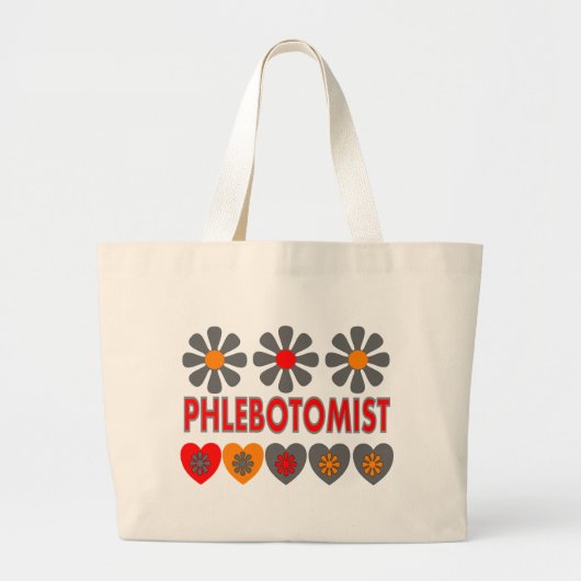Phlebotomist RETRO Flowers T-Shirt Grote Tote Bag (Voorkant)
