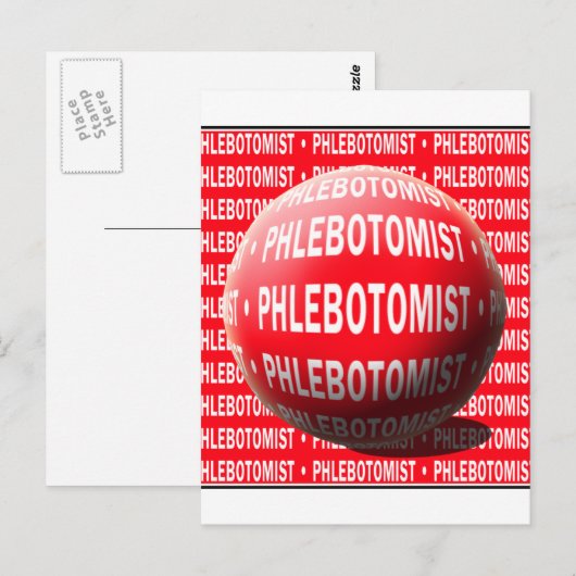PHLEBOTOMIST SPHERE BLOEDDROP BRIEFKAART (Voorkant / Achterkant)