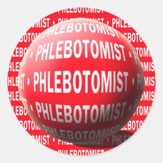 PHLEBOTOMIST SPHERE BLOEDDROP RONDE STICKER (Voorkant)
