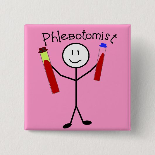 Phlebotomist Stick Person Vierkante Button 5,1 Cm (Voorkant)