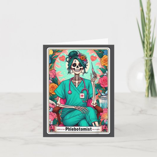 Phlebotomist Tarot Card Skeleton Phlebotomy Tech P Kaart (Voorkant)