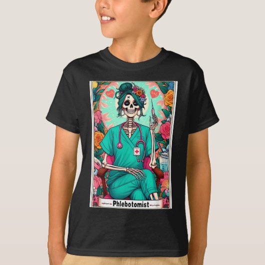 Phlebotomist Tarot Card Skeleton Phlebotomy Tech P T-shirt (Voorkant)