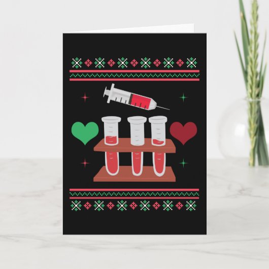 Phlebotomist Ugly Christmas Sweater Xmas Kaart (Voorkant)