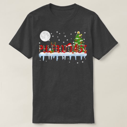 Phlebotomist Xmas Light Leopard Santa Hat Rei T-shirt (Design voorkant)