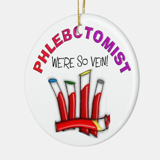 Phlebotomistische kerstversiering keramisch ornament (Links)