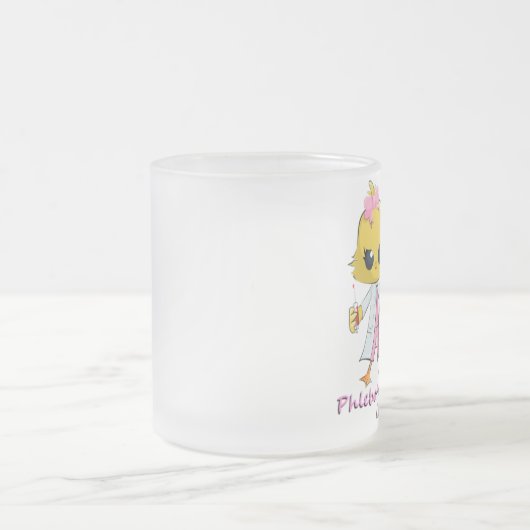 Phlebotomy Chick 10 oz Frosted Glass Coffee Mok (Center)