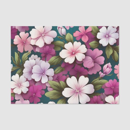 Phlox kleurrijk bloemmotief tissuepapier (Voorkant)