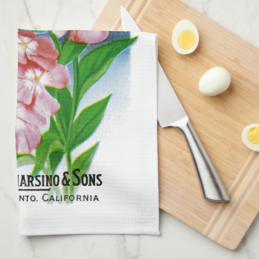 Phlox Seed Packet Label Theedoek (Quarter Fold)