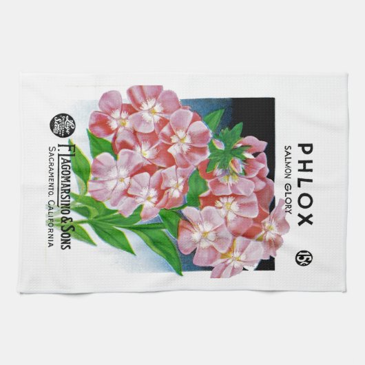Phlox Seed Packet Label Theedoek (Horizontaal)